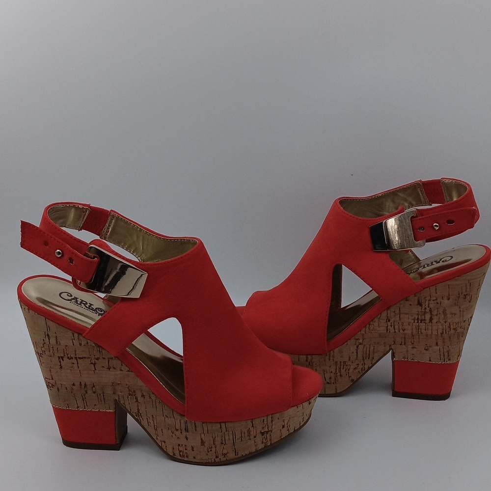GORGEOUS PEEP TOE RED PLATFORM PARTY HEELS 👠 SIZE 6